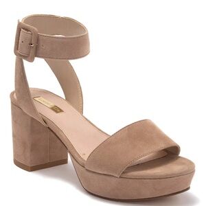 Louise et Cie Taupe Suede Block Heel Sandals